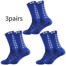3 Pairs Sweat-Absorbent Sports Socks, Towel Bottom Football/Basketball Socks With Dot Silicon - Multicolor - View 9