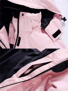 1 件粉色女式连体滑雪服，带拉链口袋和拉链通风口，女式滑雪运动连体衣，适合户外活动，冬季运动滑雪装备，加固结构，功能性滑雪设备，耐用雪具，滑雪服女式滑雪服 - 粉色 - 查看 5