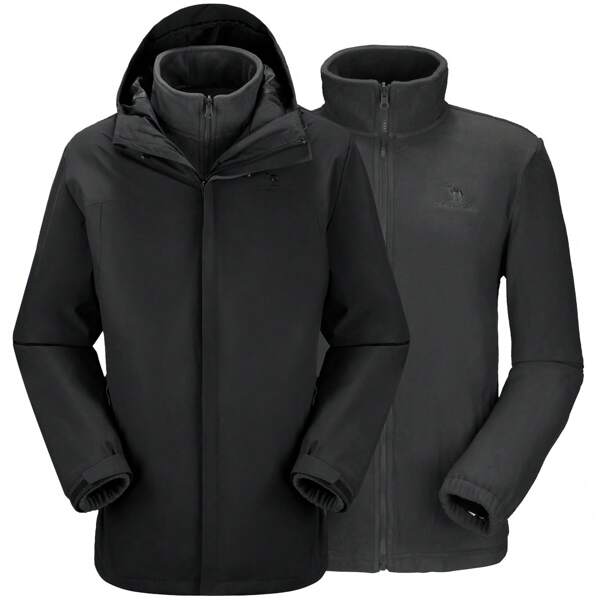 CAMEL CROWN 男士冬季滑雪夹克三合一山地雪防水外套保暖风衣滑雪板夹克派克大衣带帽