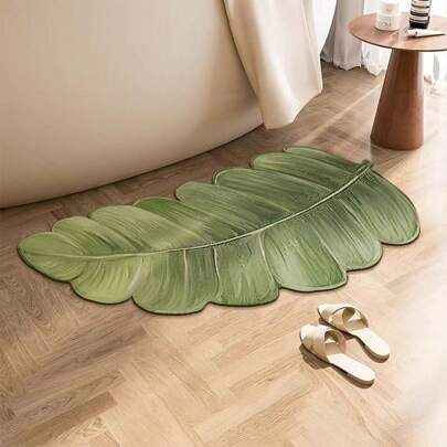 1 pezzo Tappeto da bagno in fango di diatomee a forma di foglia verde, tappetino da bagno assorbente e ad asciugatura rapida, con retro in gomma antiscivolo, lavabile in lavatrice, tappeto da bagno in terra di diatomee antiscivolo per la decorazione della casa (verde/marrone) Decorazione per il bagno di casa Tappeto da esterno Zerbino Decorazione autunnale Accessori per il bagno Decorazione per l'ingresso Ritorno a scuola