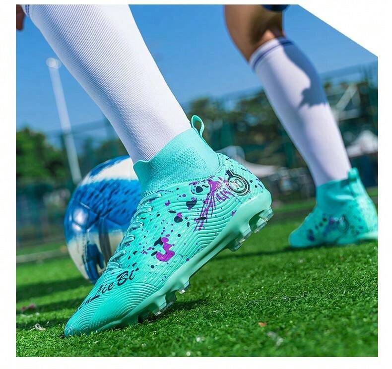 Plus Size HighTop Men's Soccer Shoes With Long Studs, AntiSlip Shock