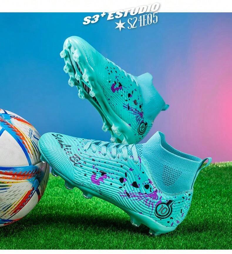 Plus Size HighTop Men's Soccer Shoes With Long Studs, AntiSlip Shock