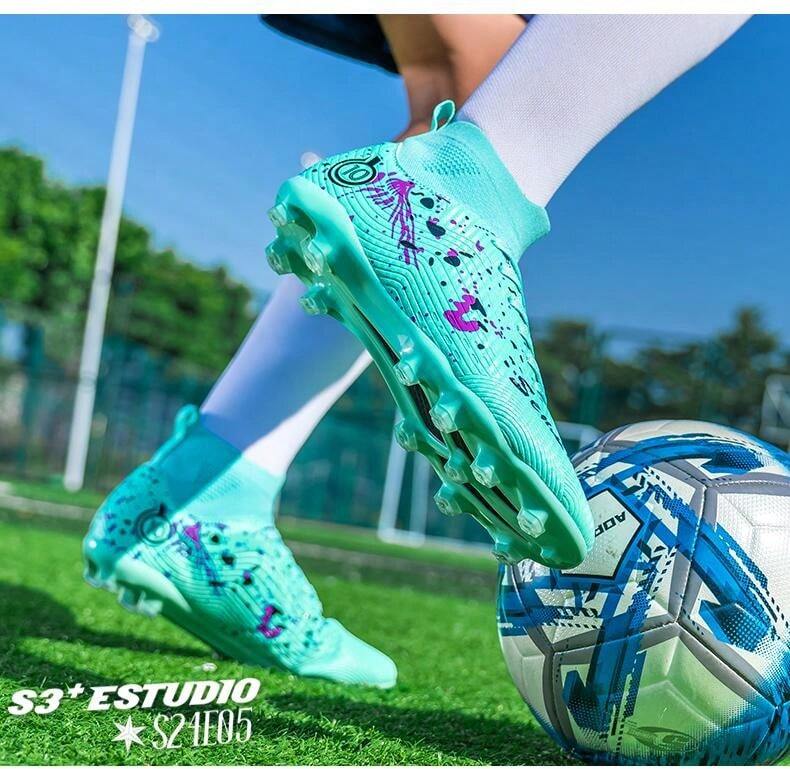 Plus Size HighTop Men's Soccer Shoes With Long Studs, AntiSlip Shock