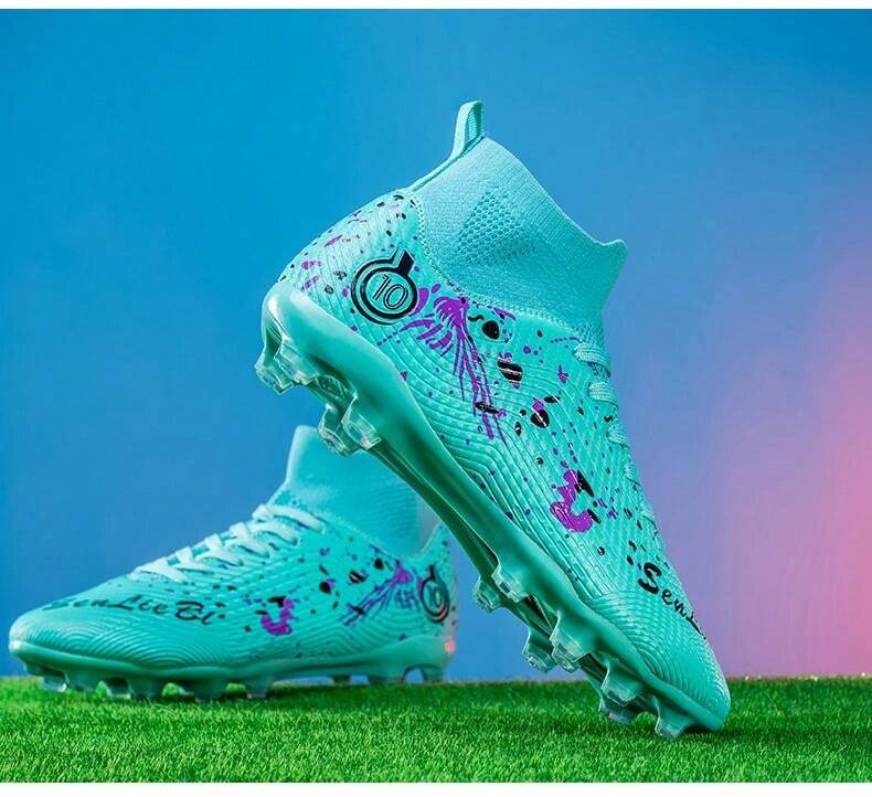 Plus Size HighTop Men's Soccer Shoes With Long Studs, AntiSlip Shock