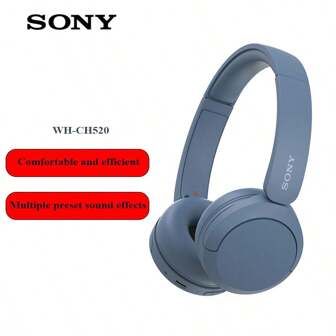 Sony WH-CH520 Wireless Bluetooth Headphones - Comfortable Fit, High-Quality Stereo Sound For Music, Computers & Smartphones (Blue)
