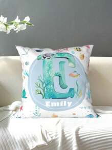 1pc Customized Personalized Name Print Pillowcase, Custom Name Pillow, Ocean, Mermaid, Dolphin, Turtle Patterns, Special Font, Single-Sided Print, Pillowcase, Birthday, Daily Gift, Can Make Your Own Photo Pillowcase, Great Gift For Family, Friends And Yourself, Christmas Gift Pillow, Gift For Girlfriend/Boyfriend, Family Gift, Birthday Gift - Royal Blue - View 3