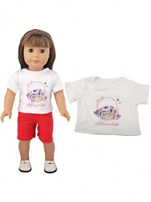 1 件美国娃娃时尚短袖 T 恤适合 18 英寸娃娃，娃娃服装上衣或娃娃裤子（不含娃娃），送给女儿的礼物，娃娃衣服 18 英寸，娃娃裤子，娃娃衣服>黑色