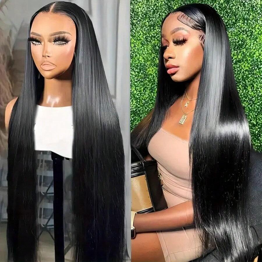 250% Density 30 Inch 13x6 Lace Front Wigs Human Hair Straight HD Transparent Lace Front Human Hair Wigs For Black Women Glueless Wigs Human Hair Pre Plucked With Baby Hair - Natural Black - 查看 1