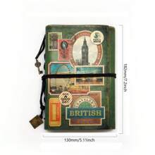 Journal - 1Pc A6 Notepad, 180 Pages Kraft Paper - High Quality Leather - Vintage Style - Stamp Pattern Booklet - With 2 Pockets - Removable Binder, Suitable As A Gift, Unisex - Daily Planner, Study Planner, Life Record, To Do List, Travel, Multi-Purpose - Notebook - 7.3 * 5.1 In/ Handbooks-Very Retro And Special Journal - Loose-Leaf Binder - Multicolor - View 5