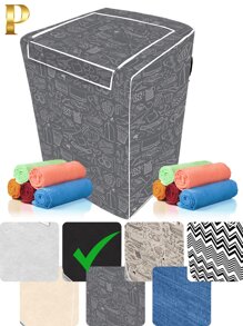 Washing Machine Cover With Top Opening Zipper Protector Samsung Brastemp Consul Eletrolux Continental - P đen - Xem 1