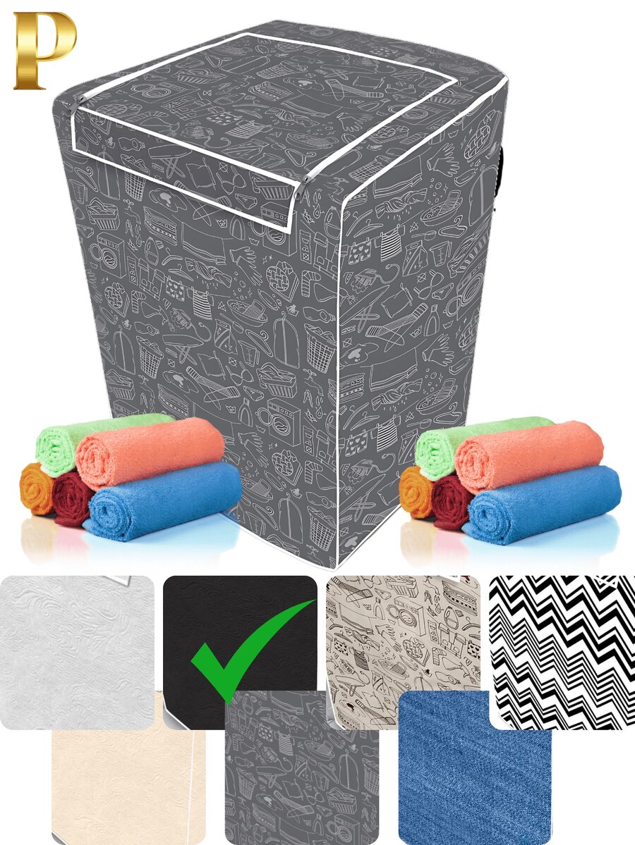 Washing Machine Cover With Top Opening Zipper Protector Samsung Brastemp Consul Eletrolux Continental - P đen - Xem 1