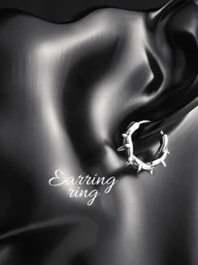 1 件钛钢耳环男士嘻哈朋克耳环，铁丝网耳环，适合日常佩戴，礼物 - 銀色 - 查看 4