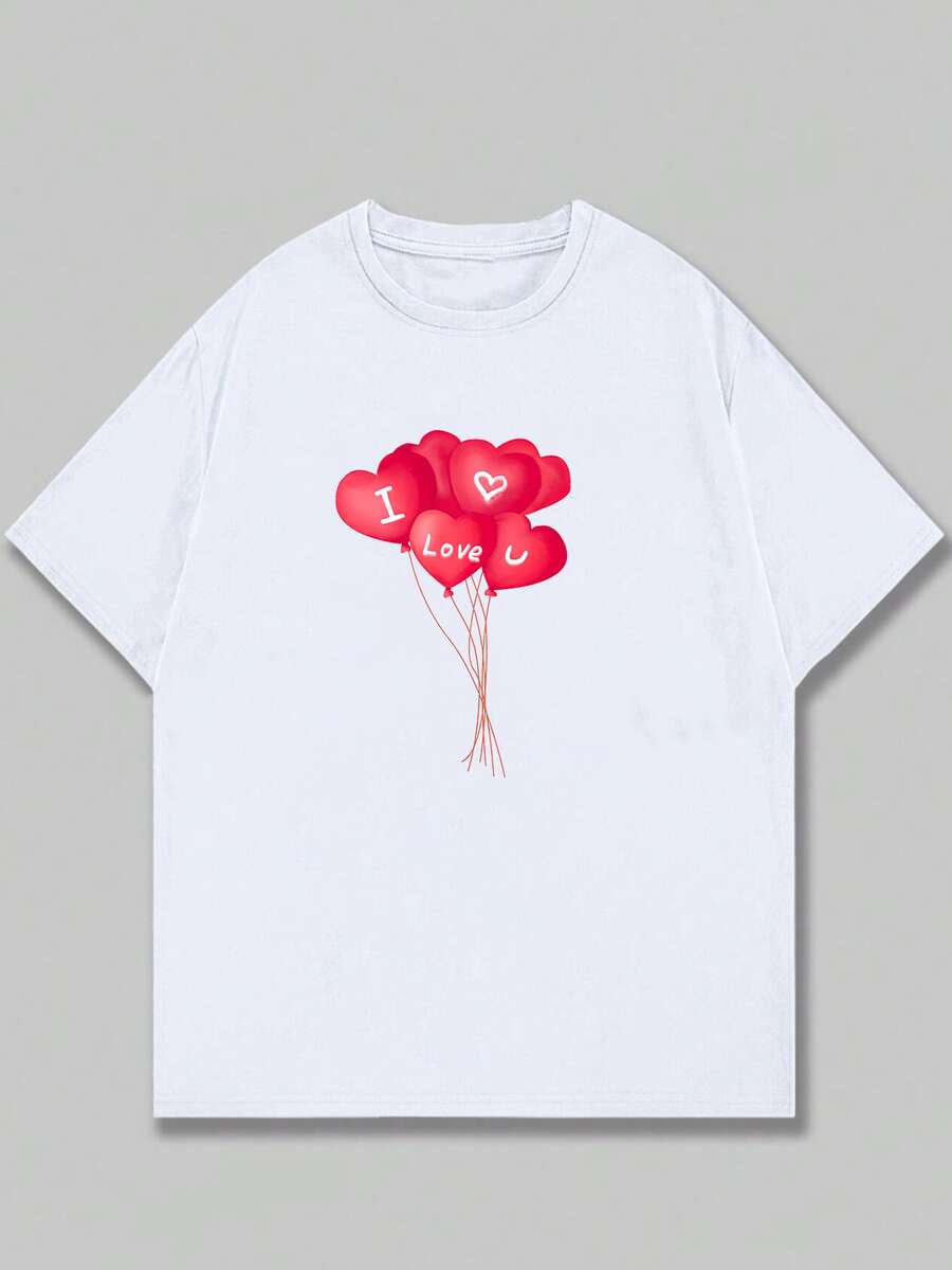 I Love You T-Shirt Unisex Blouse Print Casual Streetwear Comfort Premium - trắng - Xem 1