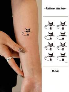临时纹身：可爱的猫咪，革命性的防水设计，非常适合手部或植物纹身、生日、海滩、节日，是送给女性、妈妈、老师、朋友、伴娘、学生、返校、教师礼物、新设计、适合男女、情侣、日常使用、约会、生日、节日、返校、夏季、度假、海滩、旅行、通勤、学生的绝佳礼物 - 彩色 - 查看 3