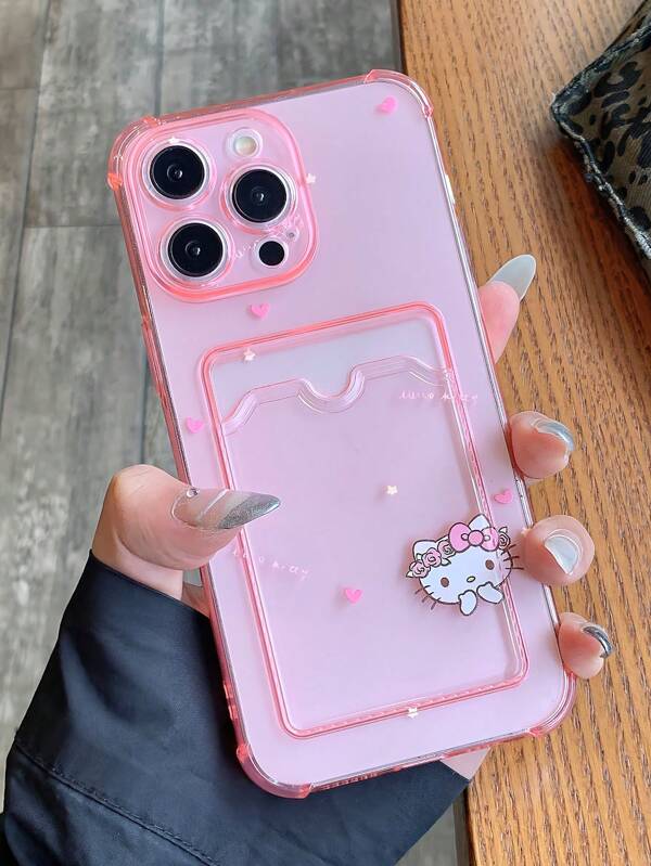 Apple Card Holder Simple KT Cat Design Shockproof Phone Case Compatible With Iphone