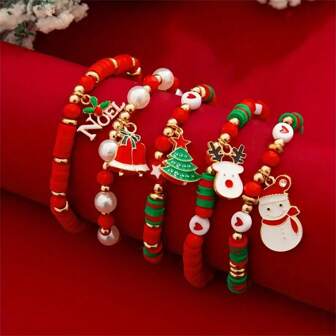 Set de 5 piezas de accesorios decorativos con árboles de Navidad, letras y muñeco de nieve, set de regalo navideño