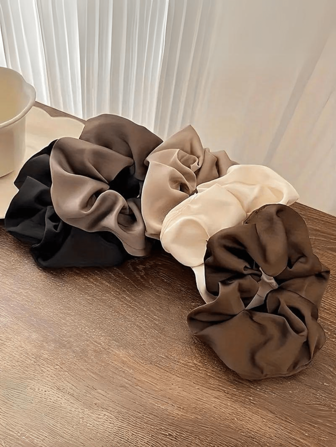 2/3/4/5 piezas Accesorios para el cabello Scrunchie de satén sedoso, recogedor de moño de ballet, adecuado para diferentes volúmenes de cabello, multiusos para niña y niñas, otoño/invierno