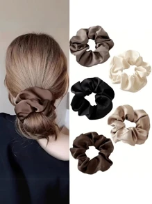 2/3/4/5 pezzi Accessori per capelli Scrunchie in seta raso, fermagli per chignon da ballerina, adatti per diversi volumi di capelli, multiuso per ragazze, autunno/inverno