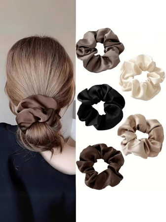 2/3/4/5pcs Silky Satin Scrunchie Hair Accessories, Ballet Bun Holders, Suitable For Various Hair Volumes, Multi-Occasion For Girl And Girls, Autumn/Winter