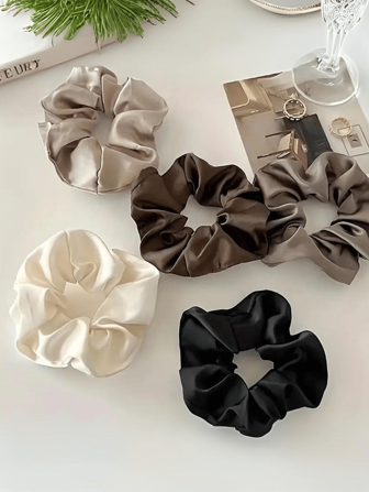 2/3/4/5pcs Silky Satin Scrunchie Hair Accessories, Ballet Bun Holders, Suitable For Various Hair Volumes, Multi-Occasion For Girl And Girls, Autumn/Winter