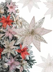 1 件闪光人造花圣诞树花环 DIY 装饰适合圣诞节感恩节婚礼派对节日家居装饰 - 香檳色聖誕花頭01 - 查看 6