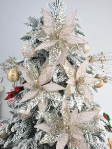 1 件闪光人造花圣诞树花环 DIY 装饰适合圣诞节感恩节婚礼派对节日家居装饰 - 香檳色聖誕花頭01 - 查看 4