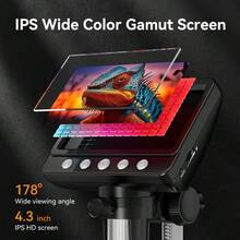 inskam Microscopio digital profesional con pantalla LCD IPS de alta definición de 4.3 pulgadas, zoom óptico de 50X a 1000X, cámara de microscopio visual con pantalla de alta resolución para inspección de tarjetas de circuito, relojes y joyas - Negro - Ver 4