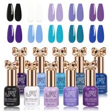 JR JR 10pcs 12ml Gel Nail Polish Set Including Red Pink Nude Gel Polish Kit UV LED Soak Off Polish Home DIY Top Coat Base Coat Gifts For Girl