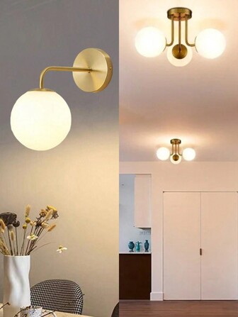 1 件北欧创意 E27 插座奢华壁灯吸顶灯，金属现代简约床头壁灯适用于客厅卧室照明（不含灯泡）