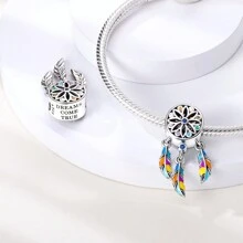1 PCS S925 Sterling Silver Charm Bohemian Dreamcatcher Net Beads Lucky Wish Bead Pendant Suitable For Bracelet Necklace DIY Fine Jewelry Making Pendant Gift For Women - Multicolor - View 3