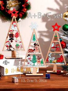 1 pieza Decoración de mesa de madera navideña: Adornos navideños con diseños de árbol de Navidad, Papá Noel, muñeco de nieve y renos, perfectos para la decoración del hogar, decoración de la repisa de la chimenea y decoraciones de fiesta de Navidad - Multicolor - Ver 11