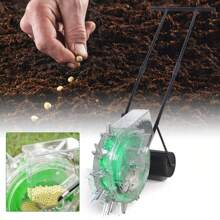 Garden Seeder With 12 Seed Plates Seeder Machine Hand Push Roller Manual Soy Corn Carousel Precision Seeding Tool For Lawns, Precision Manual Seeder Corn Cotton Soybean Peanut Planter,Garden Tools, Gardening Tools For Garden - Black - View 2