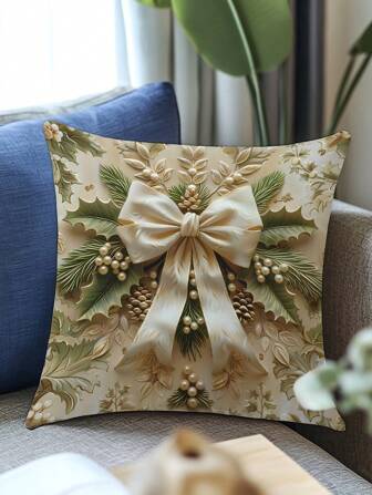 1 件圣诞图案柔软舒适单面印花装饰枕套（不含枕芯），适用于卧室、客厅、沙发和派对装饰