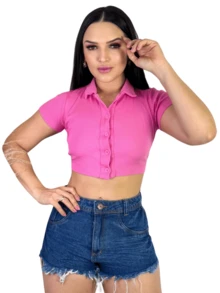 Short Jeans Feminino Cintura Sem Lycra - Lavagem escura - Visão 3