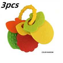 Juguetes de dentición para bebés, bandeja de hielo de silicona para dentición de bebés, llaves de dentición, set de dentición con forma de fruta, adecuado para bebés y niños pequeños, regalo de Pascua (colores de juguetes emparejados al azar) - Multicolor - Ver 25
