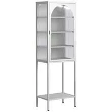 Metal Glass Door Display Storage Cabinet - 5-Tier Cube Bookshelf Storage Cabinet With 3 Adjustable Shelves For Kitchen, Dining Room, Living Room, Bathroom, Home Office - trắng - Xem 8