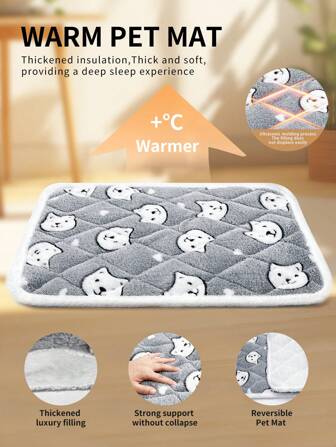 1 pièce Tapis de lit pour animaux de compagnie en flanelle épais et lavable, lit pour animaux de compagnie moelleux et tapis de caisse pour toutes les saisons, couverture pour animaux de compagnie respirante, douce et confortable pour chats et chiens, coussin de lit chaud et confortable pour animaux de compagnie à l'intérieur et à l'extérieur, coussin d'assise et de sommeil pour petits, moyens et grands chats, petits et moyens chiens