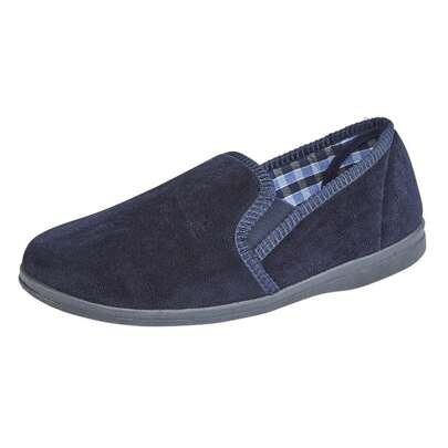Sleepers Mens Wilson Velour Slippers (Navy)