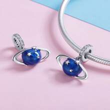 bamoer 1 PC 925 Prata Esterlina Delicado Estrelas Lua Pingentes Viagem Charme Azul Contas Fit Pulseira Original Pulseira DIY Jóias