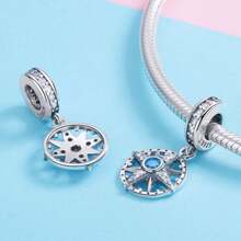 bamoer 1 PC 925 Prata Esterlina Delicado Estrelas Lua Pingentes Viagem Charme Azul Contas Fit Pulseira Original Pulseira DIY Jóias