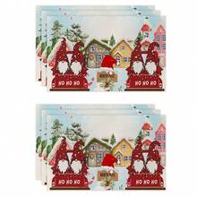 1 cái/4 cái/6 cái Miếng lót đĩa vải lanh Giáng sinh, Người tuyết, Cây thông Noel, Bông tuyết, Ông già Noel, Hoa văn tuần lộc, Miếng lót đĩa bền cho gia đình, nhà hàng và phòng ăn, Đồ trang trí nhà Giáng sinh - Nhiều màu - Xem 13