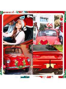 1 件汽车座椅头枕套帽形汽车装饰汽车配件带趣味圣诞帽，圣诞氛围装饰，汽车头枕套装饰礼物创意 - 彩色 - 查看 6