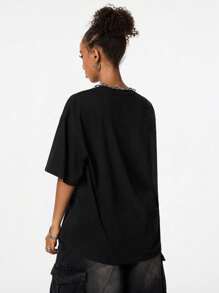 OVERSIZED Letter And Car Print Drop Shoulder T-Shirt - 彩色 - 查看 2