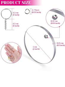 18pcs/Set (54pcs Total) DIY Acrylic Keychains, Including 18pcs Transparent Acrylic Sheets, 18pcs Chain Keyring Rings, And 18pcs Split Rings Halloween Car Accessories Bag Charm School Cute Goth Y2k Gifts For Mother, Father, Graduation, And Teacher - Silver - View 5