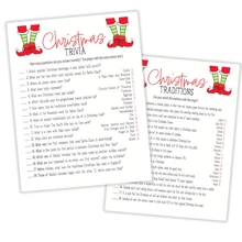 20 张圣诞派对游戏卡 - 双面圣诞琐事和传统，非常适合家庭和班级聚会，无需电池 - 彩色 - 查看 1