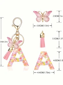 1pc Monograma Letra Inicial Chaveiro Bonito Borboleta Chaveiro Anel Para Carteira Bolsa Fone De Ouvido Estojo Presente Chaveiro Acessórios Pequenos Presentes Y2K
