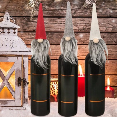 6 Pieces/Set Wine Bottle Sleeve Christmas Gnome Santa Doll Christmas Decoration Christmas Gift Wine Bottle Cap Sleeve Wine Bottle Decoration, Halloween, Halloween Decoration