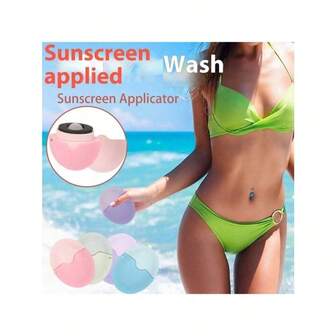 Solskyddsapplikator med inbyggd behållare, kan innehålla solskyddsmedel eller lotion, rollerball + svampkombination för jämn applicering, återanvändbar, tillsätt bara solskyddsmedel eller lotion