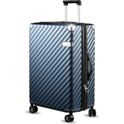 1pcs  Luggage With Spinner Wheels, Polycarbonate Expandable Hard Shell Suitcase, Checked Large 27 Inch, Blue