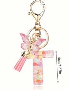 1pc Monograma Letra Inicial Chaveiro Bonito Borboleta Chaveiro Anel Para Carteira Bolsa Fone De Ouvido Estojo Presente Chaveiro Acessórios Pequenos Presentes Y2K